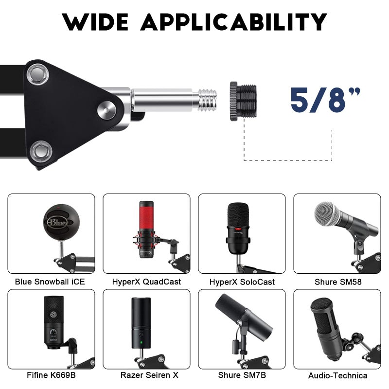 Aokeo Microphone Arm,Aokeo AK-35 Microphone Desk Stand-Microphone Suspension Boom Scissor Arm Stand For Blue Yeti,Blue Snowball iCE,QuadCast,Elgato - Image 3